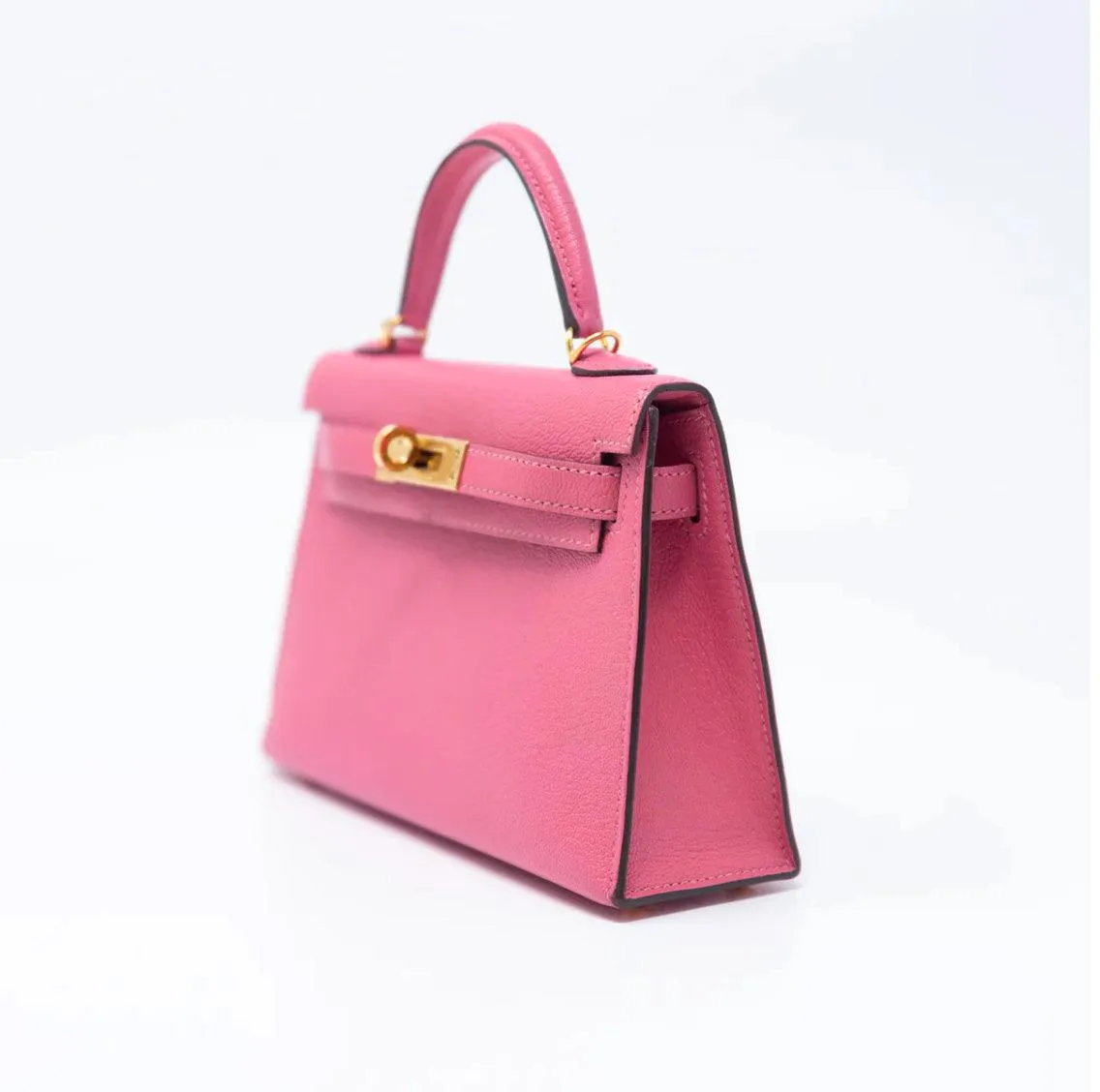Hermes Rose Lipstick Chevre Mysore Mini Kelly