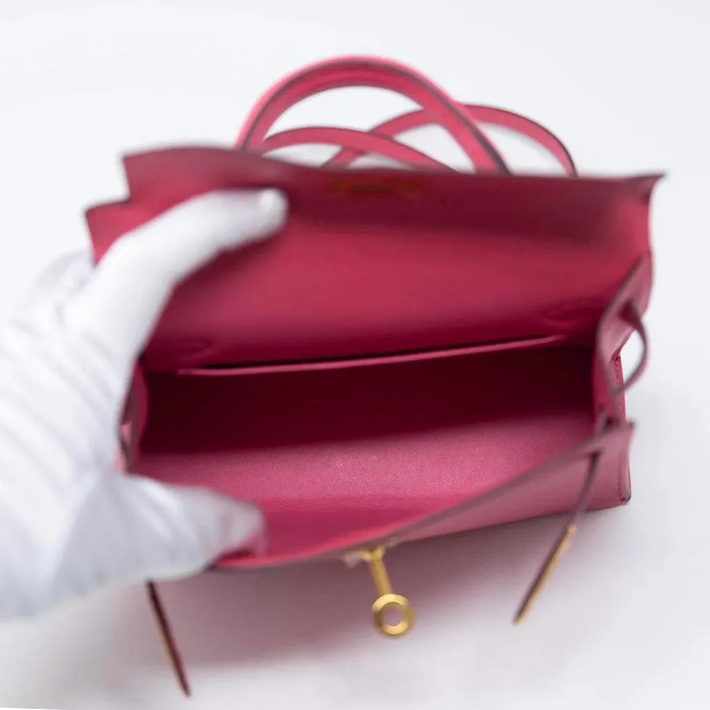 Hermes Rose Lipstick Chevre Mysore Mini Kelly