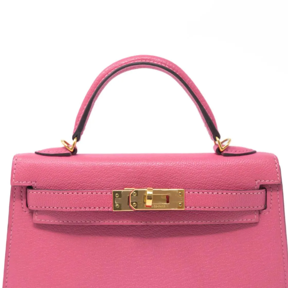 Hermes Rose Lipstick Chevre Mysore Mini Kelly