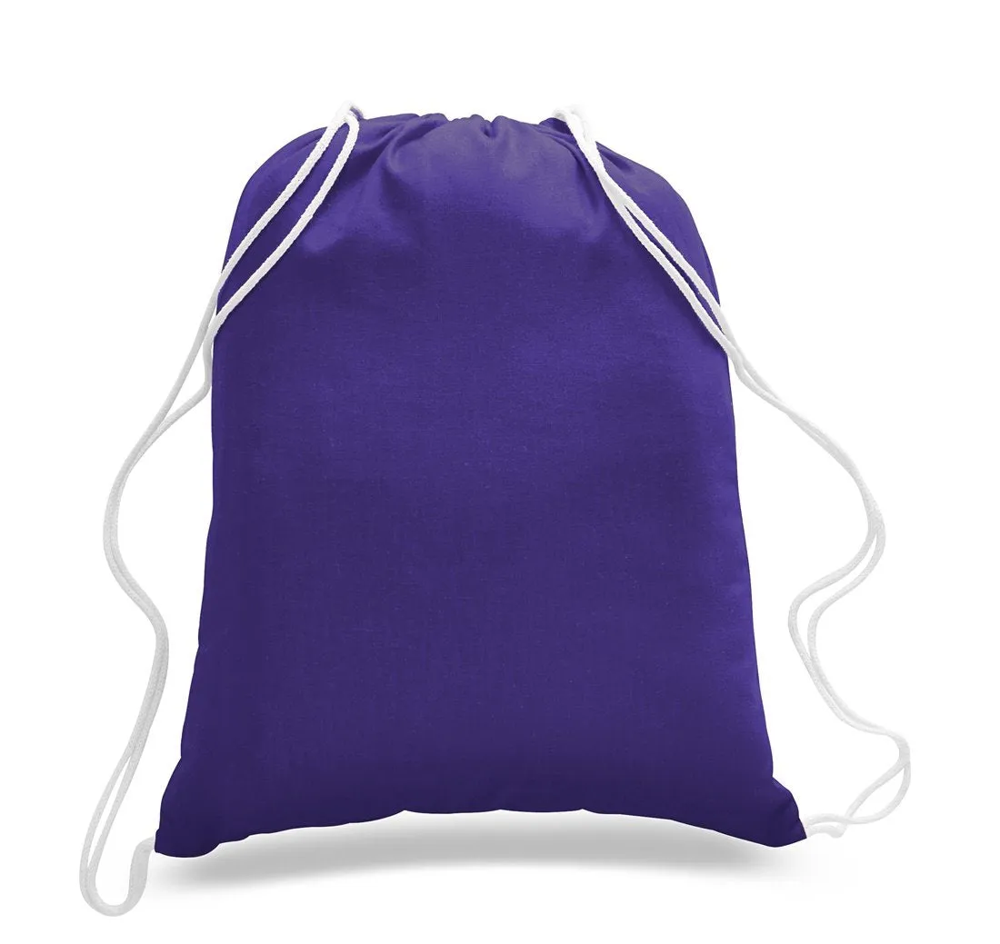 Large Size Cotton Drawstring Backpacks, Set of 12