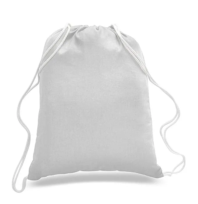 Large Size Cotton Drawstring Backpacks, Set of 12