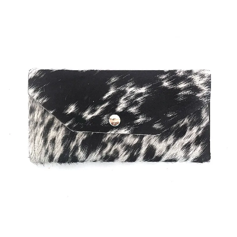 Large Wallet In Leather, Hair on Hide (Pre Made)