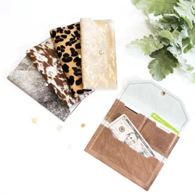 Large Wallet In Leather, Hair on Hide (Pre Made)