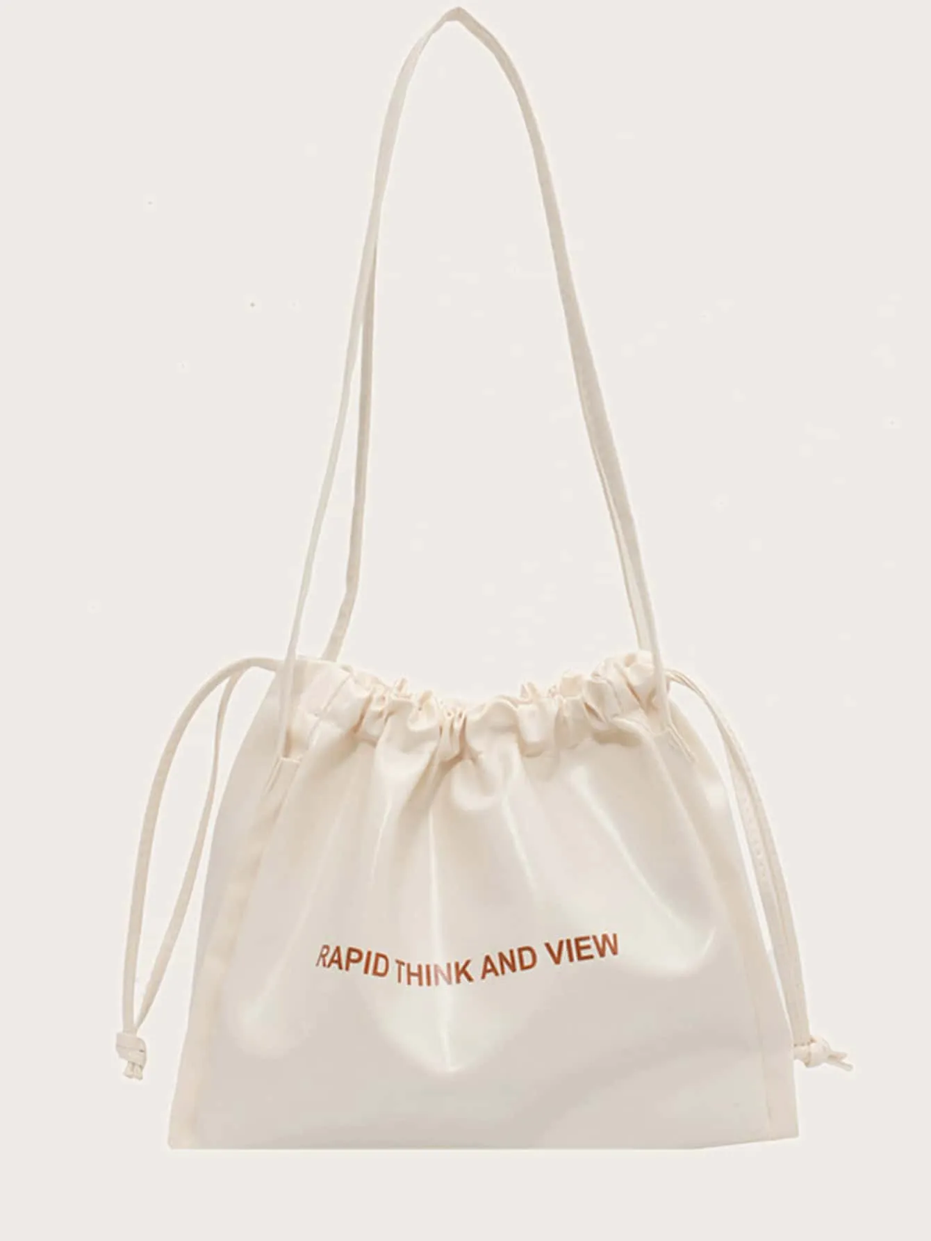 Letter Graphic Drawstring Shoulder Tote Bag