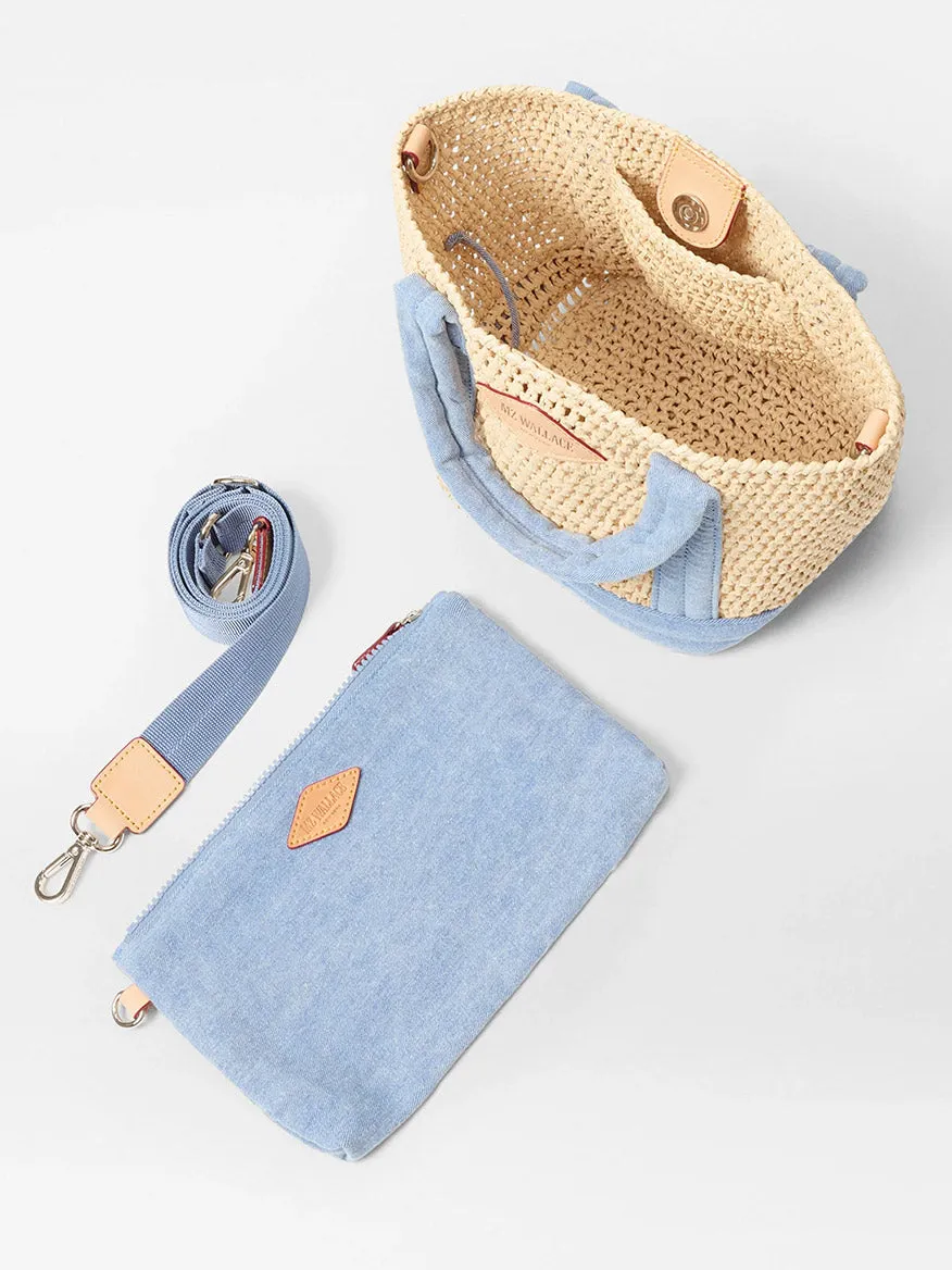 MZ Wallace Mini Crochet Tote in Crochet/True Light Denim