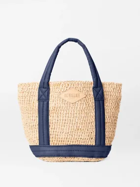 MZ Wallace Mini Raffia Tote in Raffia/Navy