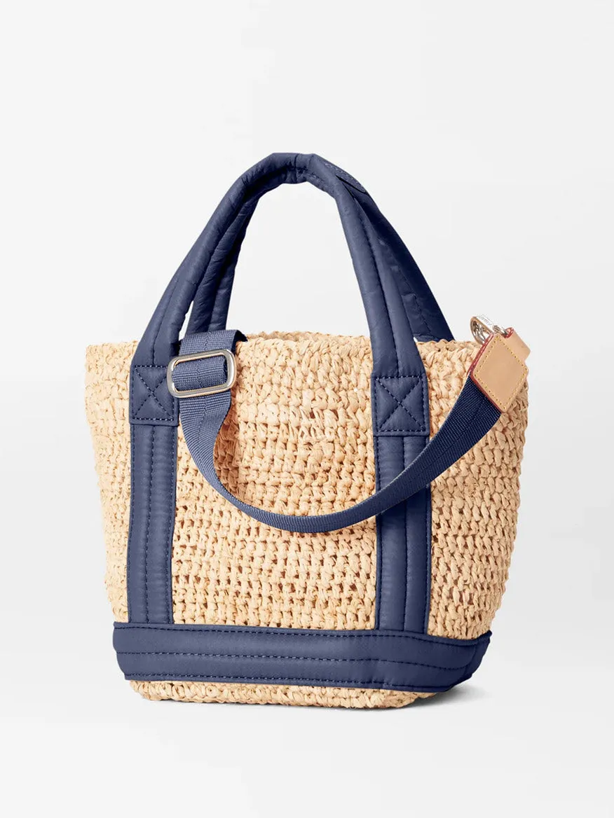 MZ Wallace Mini Raffia Tote in Raffia/Navy