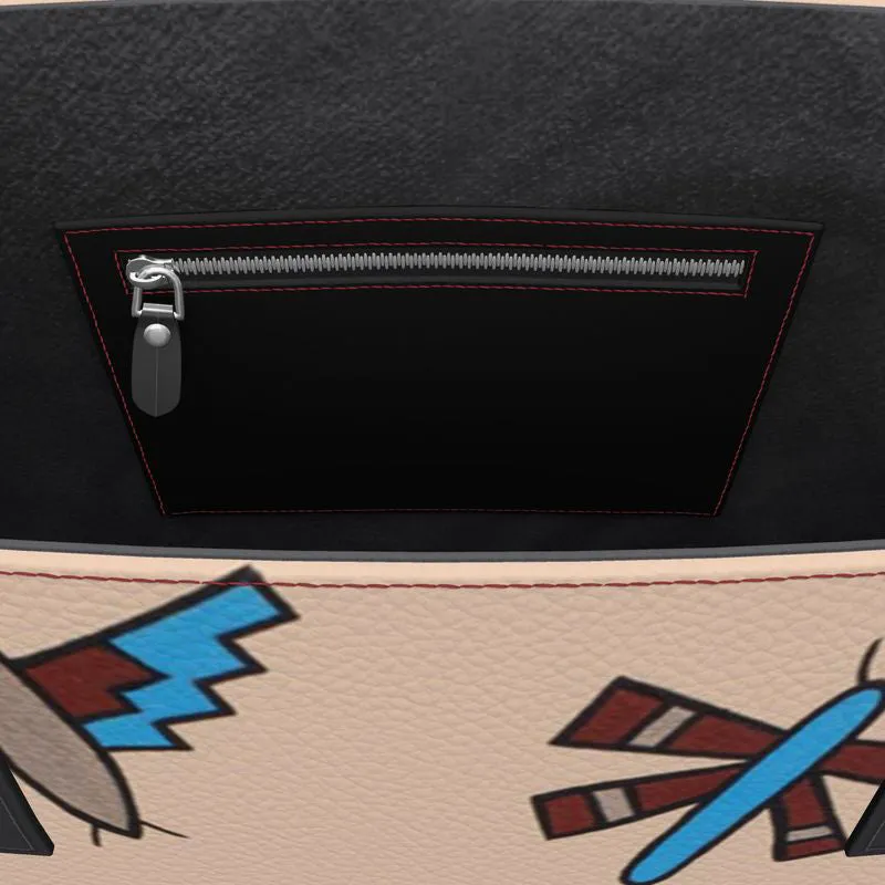 Native Dragonflies Leather Tote (Textured)
