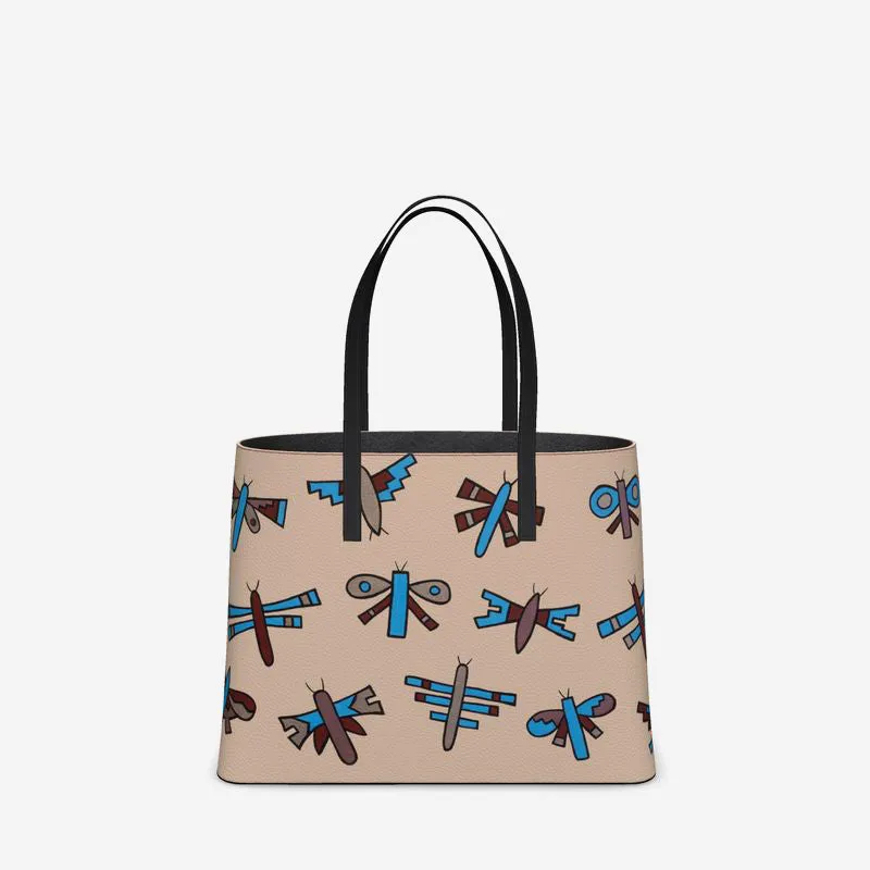 Native Dragonflies Leather Tote (Textured)