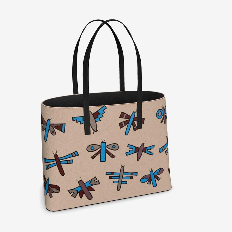 Native Dragonflies Leather Tote (Textured)