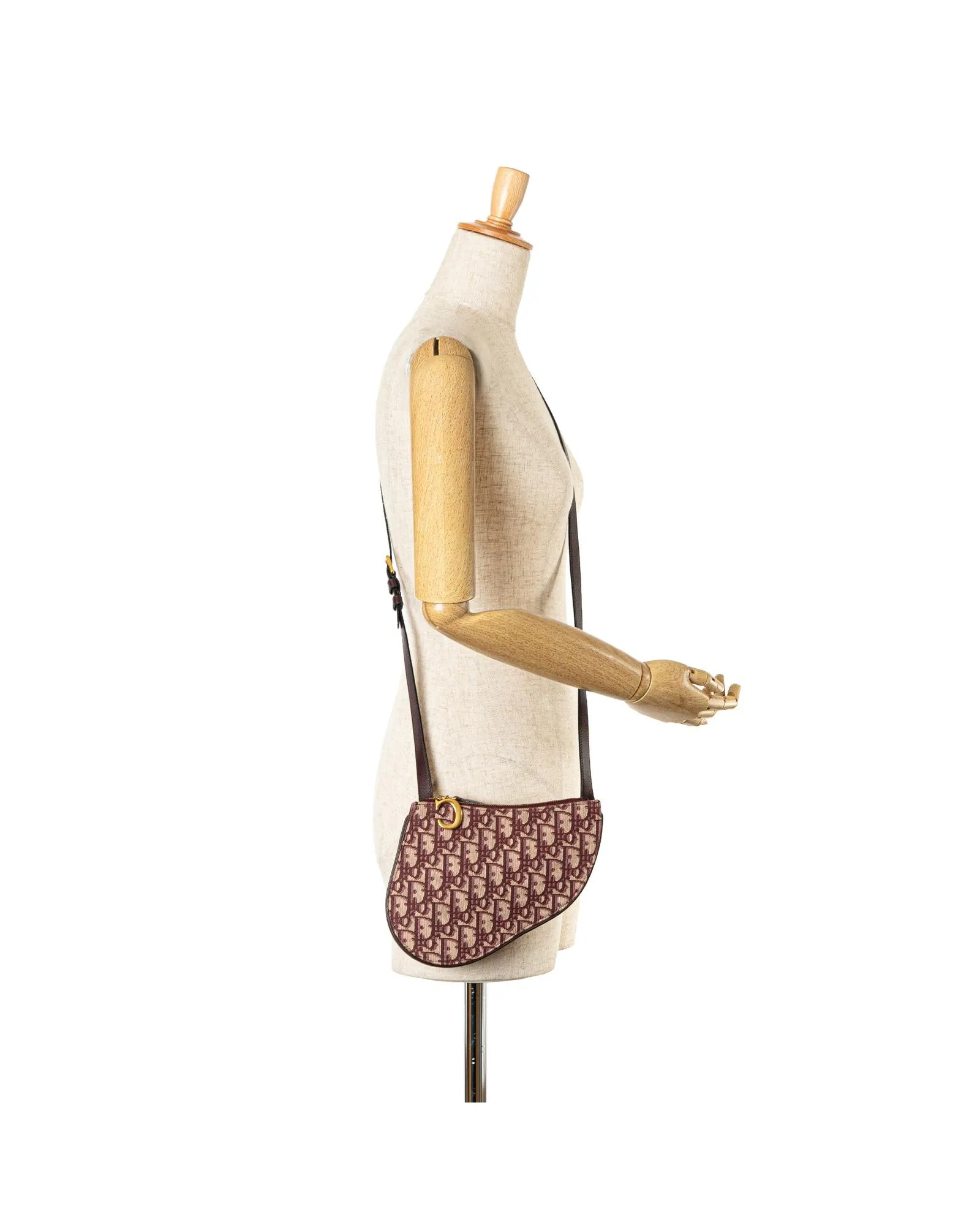 Oblique Saddle Trio Pouch with Leather Trim and Adjustable Strap