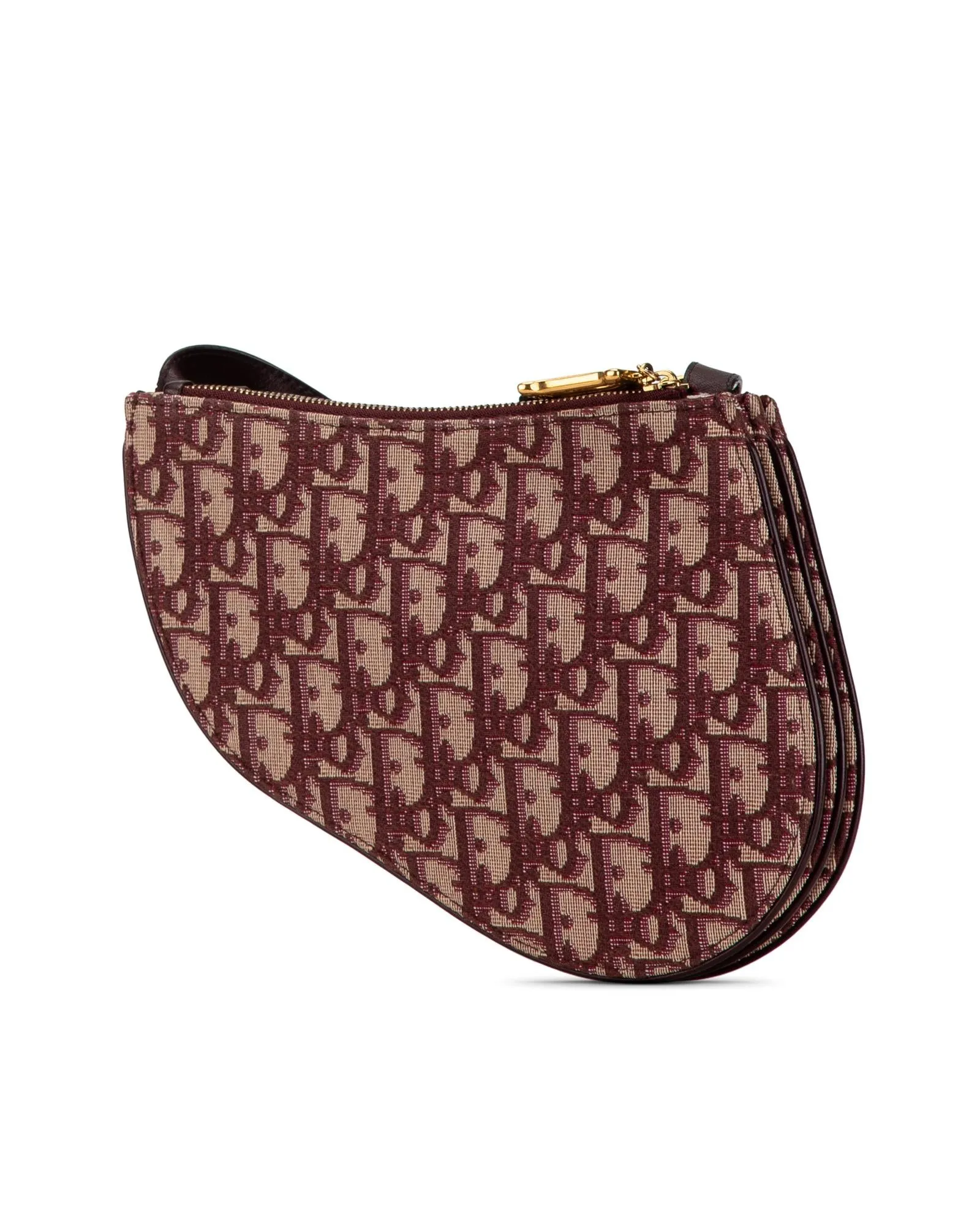 Oblique Saddle Trio Pouch with Leather Trim and Adjustable Strap