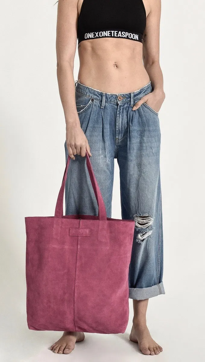One Teaspoon Harlowe Suede Tote Hot Pink