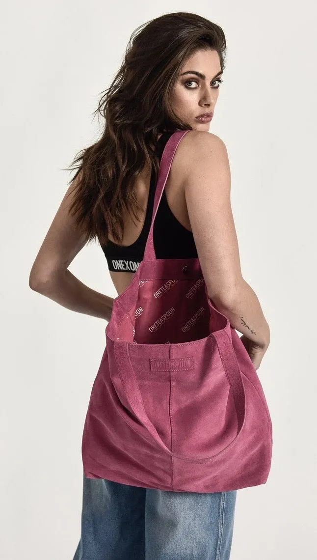 One Teaspoon Harlowe Suede Tote Hot Pink