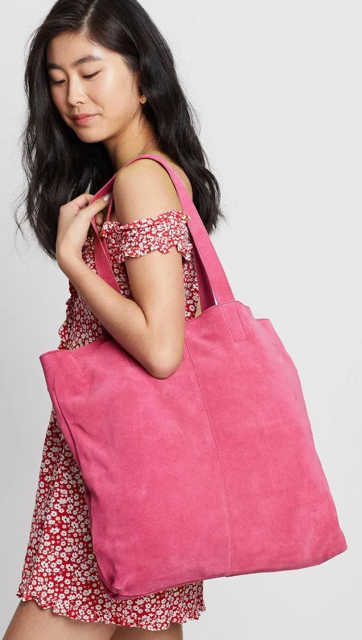 One Teaspoon Harlowe Suede Tote Hot Pink