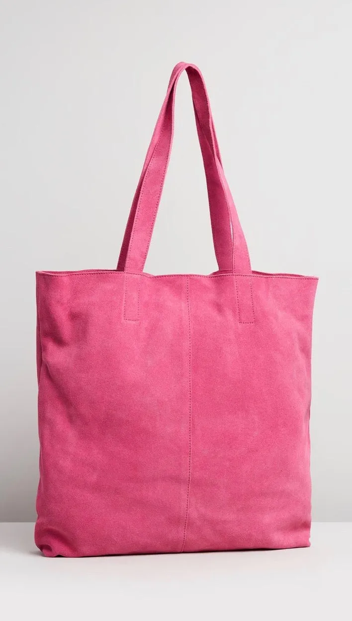 One Teaspoon Harlowe Suede Tote Hot Pink