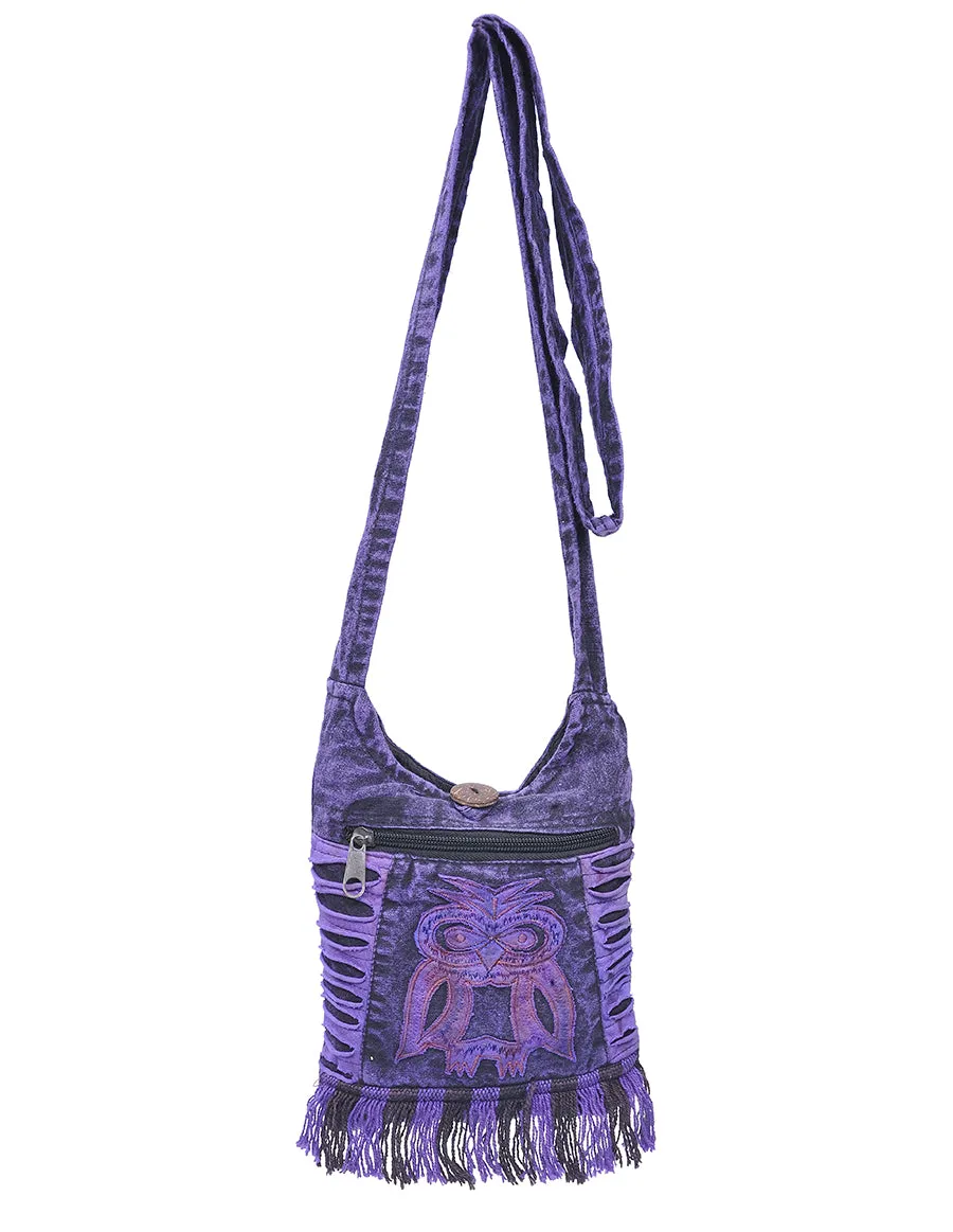 Owl Applique Fringe Mini Bag