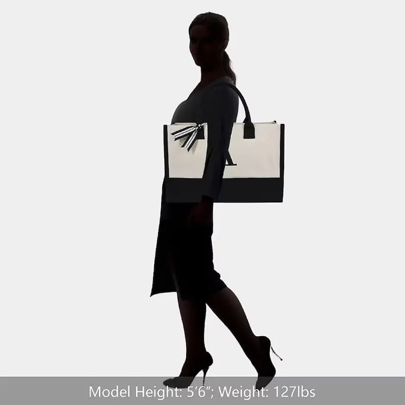 Personalize Initial Canvas Tote Bag