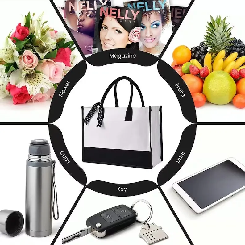 Personalize Initial Canvas Tote Bag