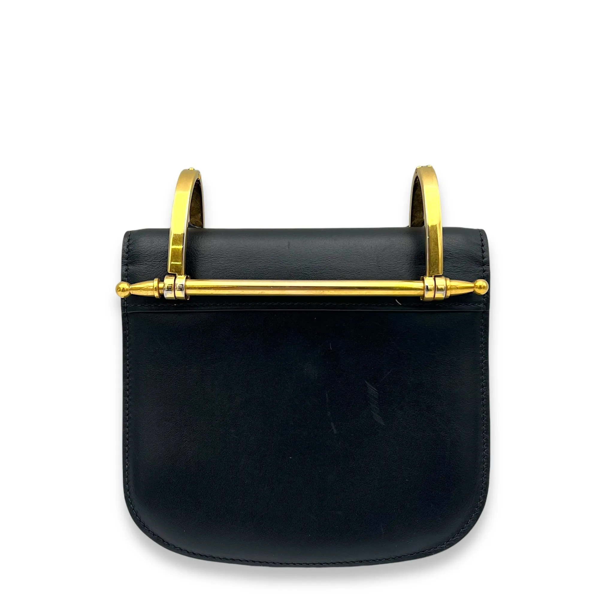 Pionniere Saddle Crossbody Bag Black in Calfskin, Gold hardware