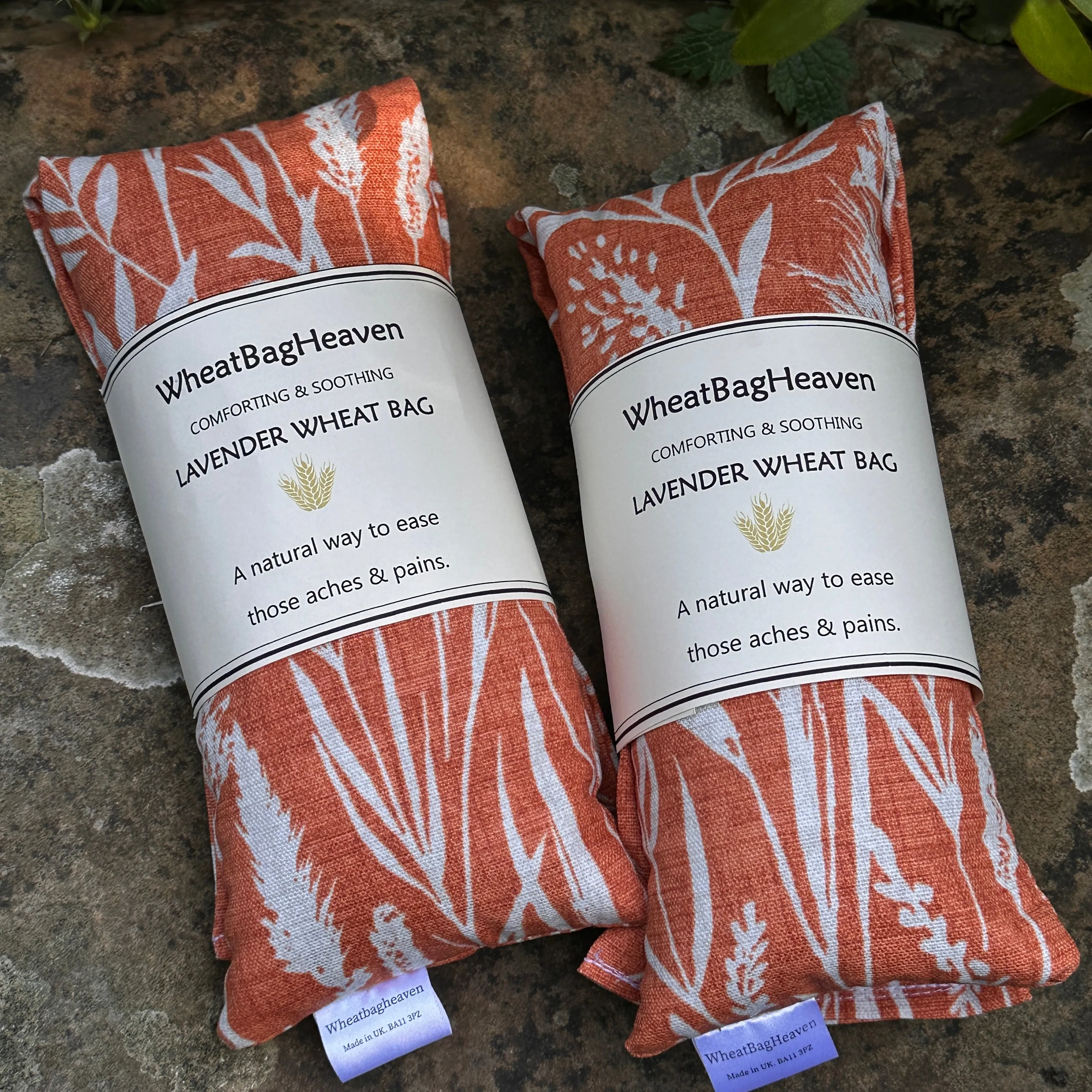 Practical, eco friendly orange wheat bags. New mum to be pregnancy wellbeing gift, neck warmer heat pad