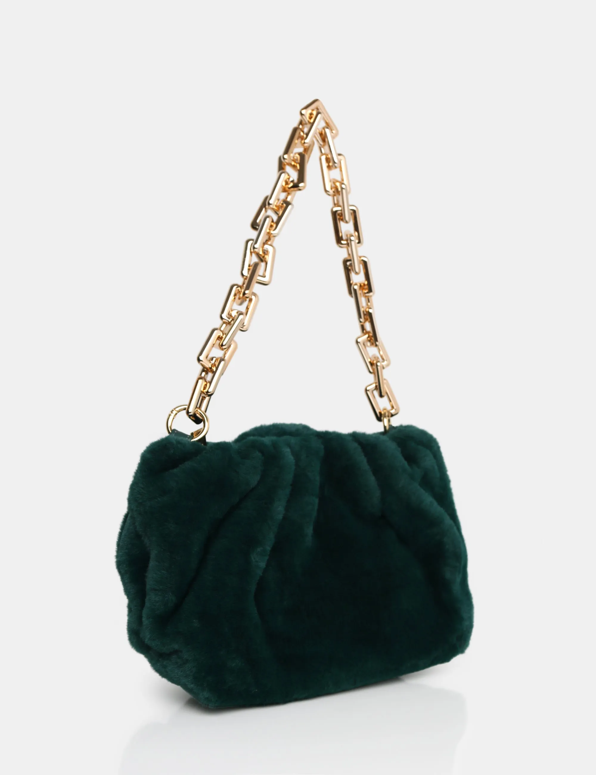 The Bracken Green Faux Fur Chain Handbag