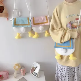 UAKISS  -  Cute Girls Bags Women  New  Dolls Duck Plush Purse Messengers Bags Handbag Cartoon Animals Shape Crossbody Bags Shoulder Bag
