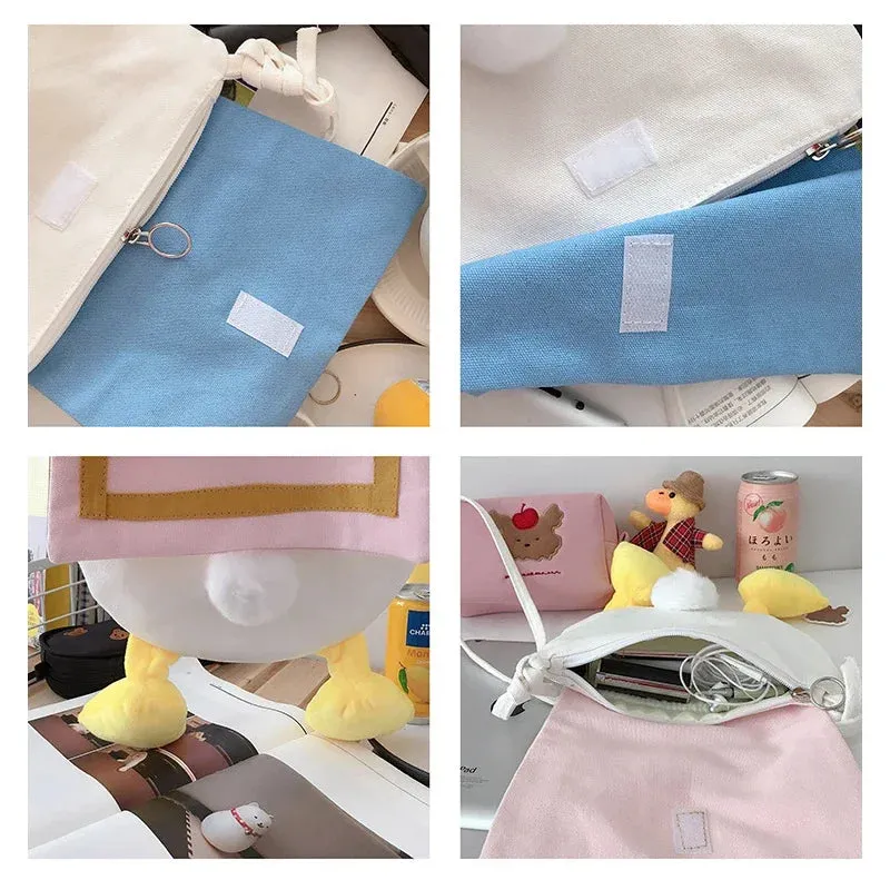 UAKISS  -  Cute Girls Bags Women  New  Dolls Duck Plush Purse Messengers Bags Handbag Cartoon Animals Shape Crossbody Bags Shoulder Bag